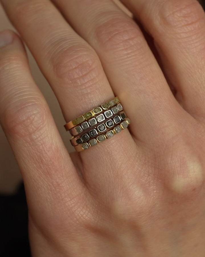 Raw Gray Cube Diamond Ring