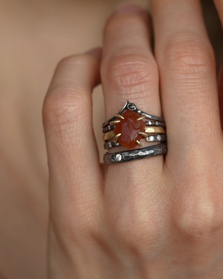 Orange Nature Faceted Garnet Ring