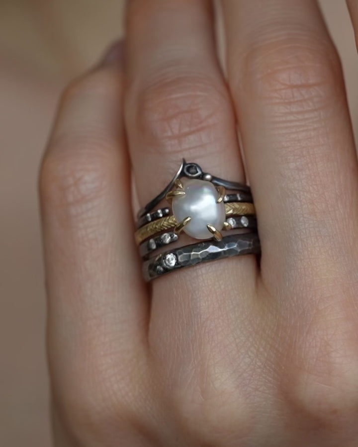 Baroque White Freshwater Pearl Ring