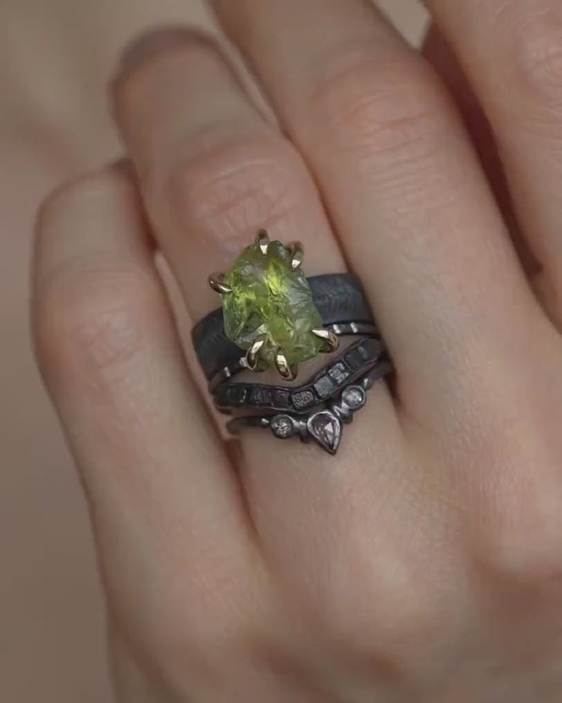 Raw Peridot Statement Ring