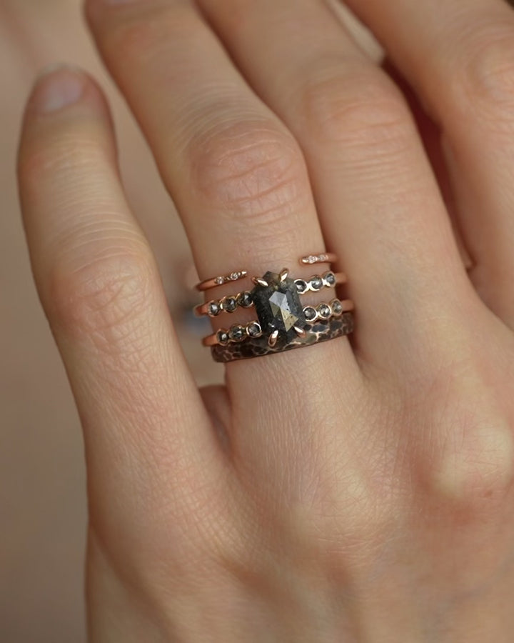 Hexagon Diamond Double Band Ring