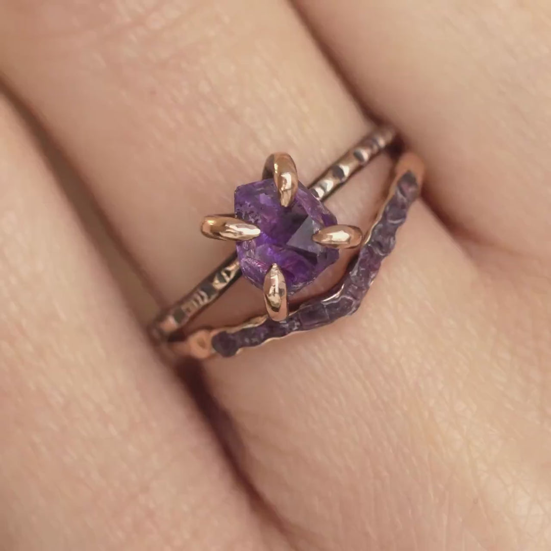 Raw Amethyst Ring Set