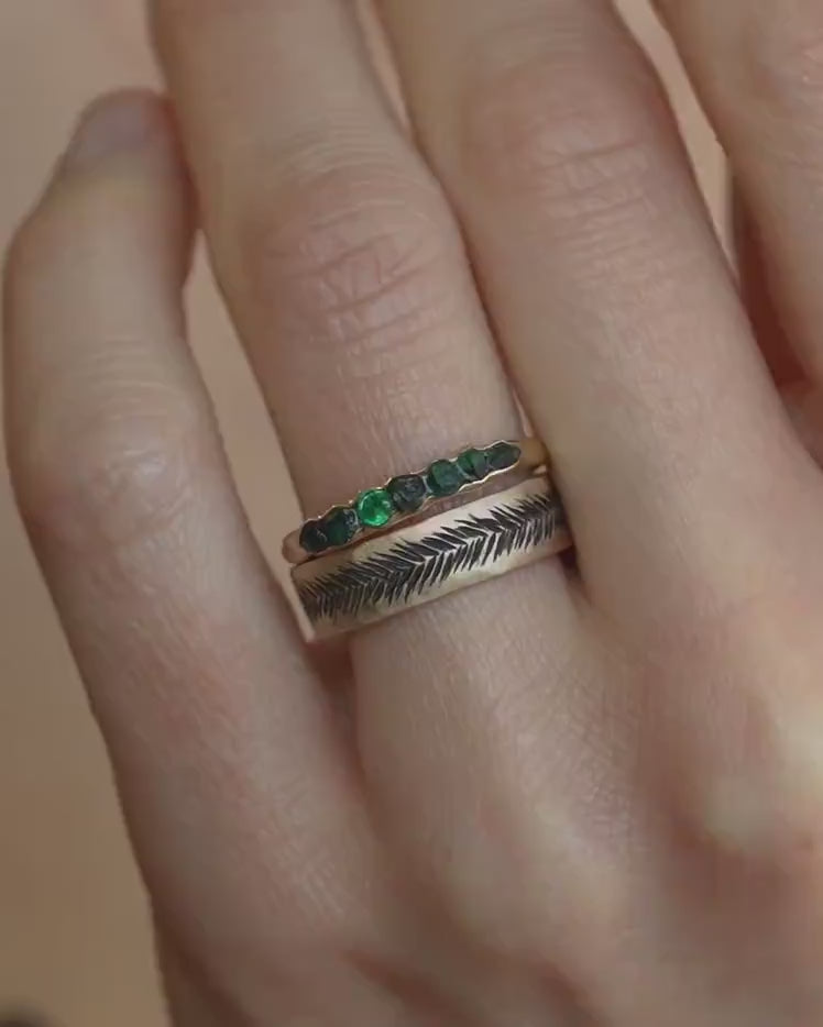 Raw Emerald Gold Wrap Band