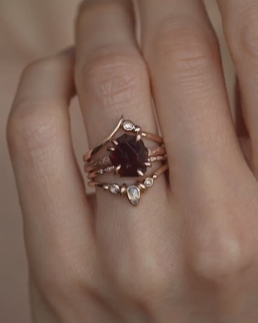 Raw Almandine Garnet Statement Ring