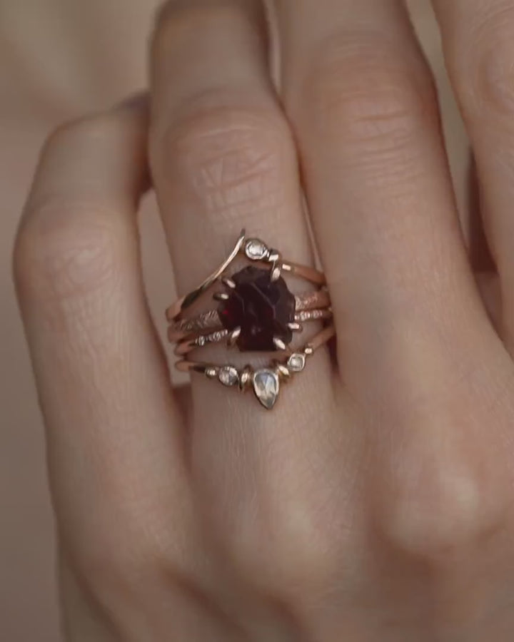Raw Almandine Garnet Statement Ring