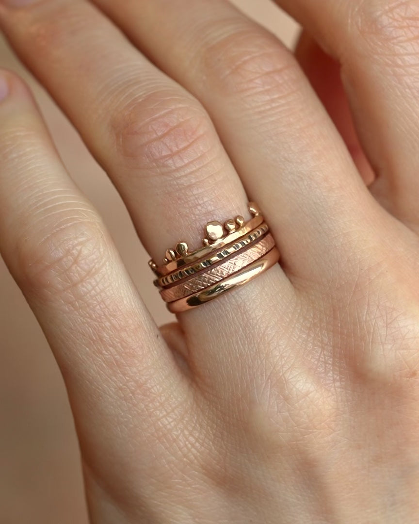 Solid Rose Gold Ring Stack
