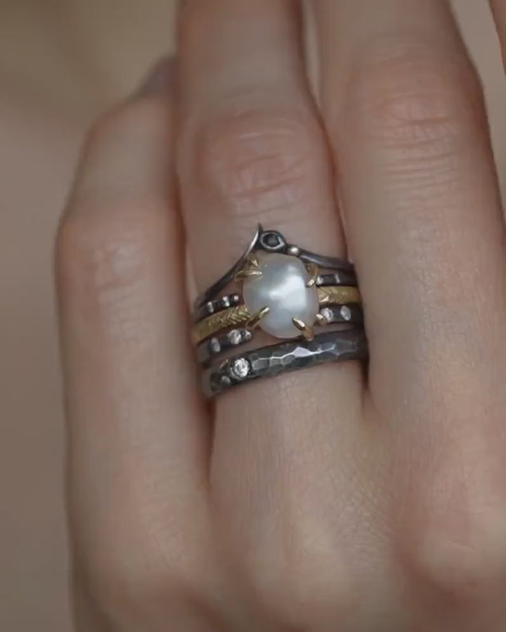 Baroque White Freshwater Pearl Ring
