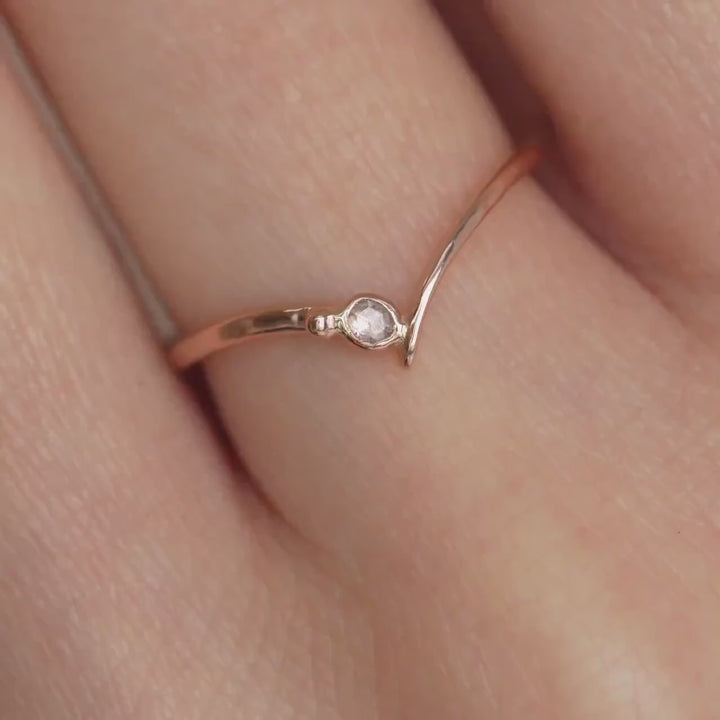 Clear Diamond Chevron Ring