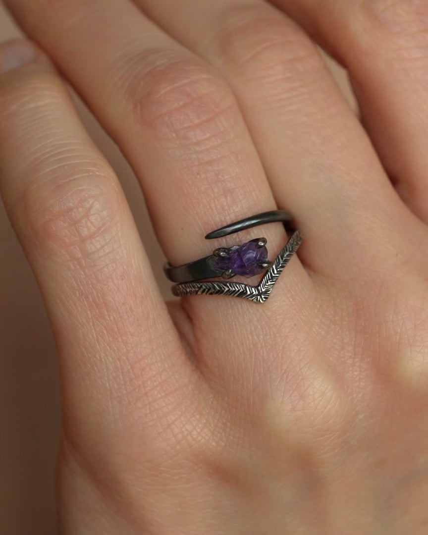 Amethyst Horseshoe Nail Ring