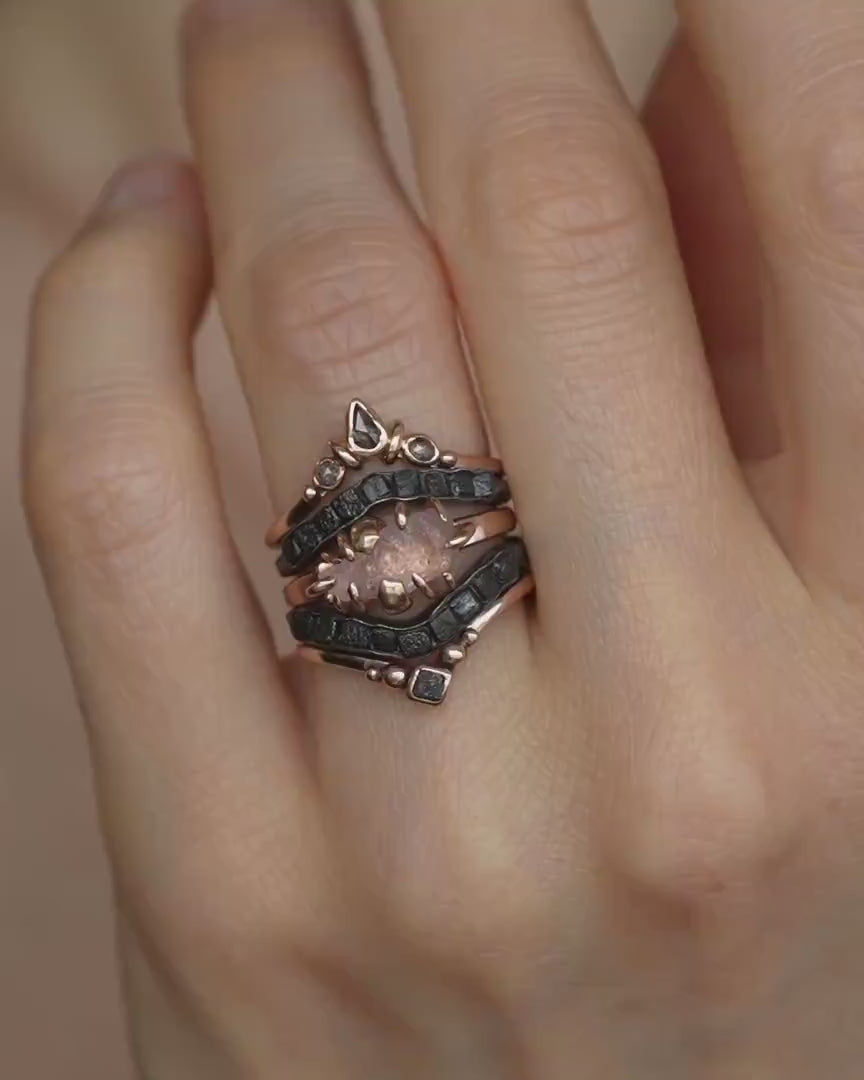 Raw Morganite Crystal Ring