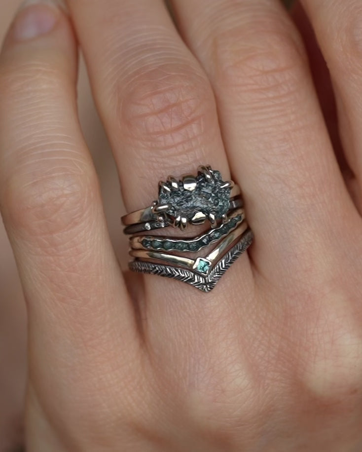Blue Square Diamond Chevron Ring