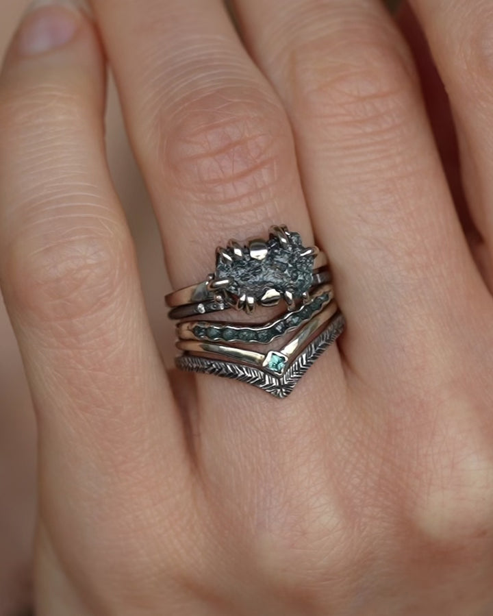 Blue Square Diamond Chevron Ring