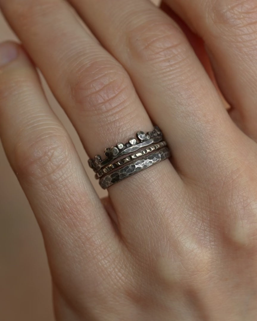 Rustic Silver Stacking Ring Set