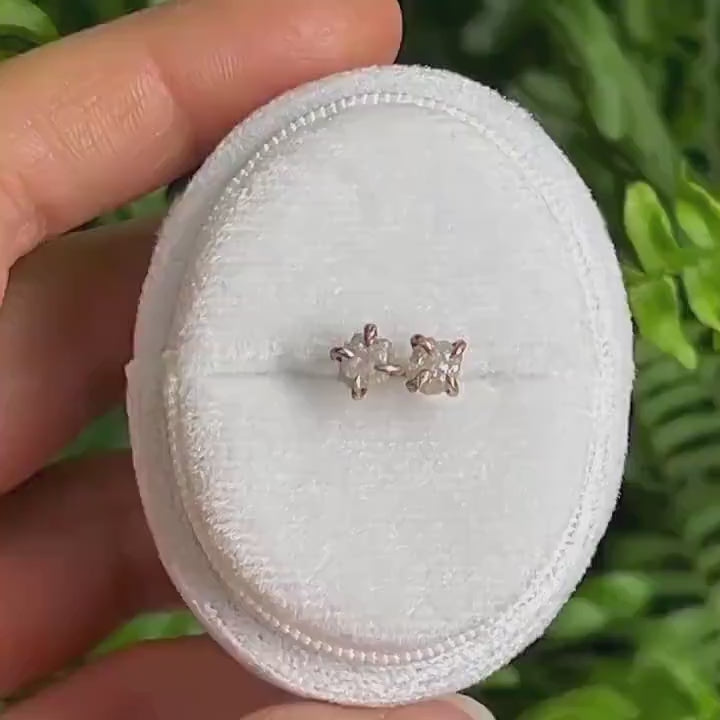 Raw White Diamond Stud Earrings