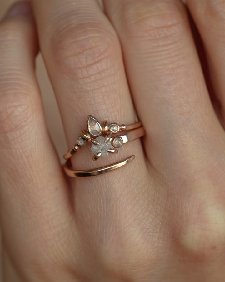 Pear Diamond Wave Wedding Band