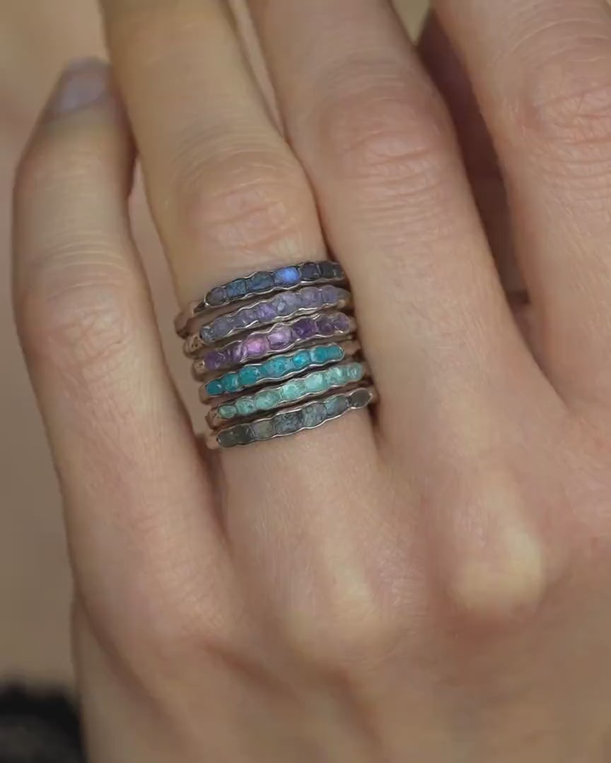 Raw Dark Blue Apatite Ring