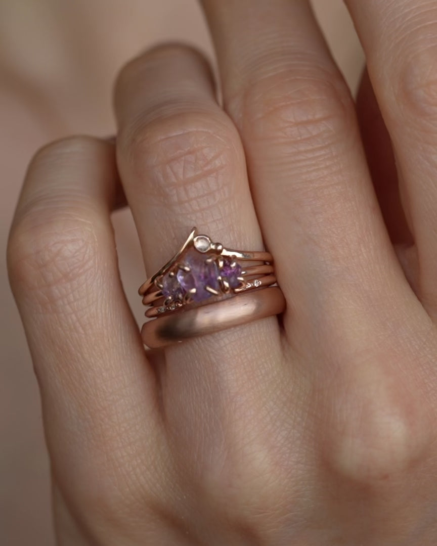 Raw Amethyst Crystal Cluster Ring