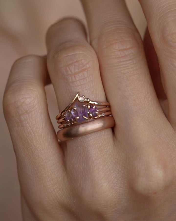 Raw Amethyst Crystal Cluster Ring