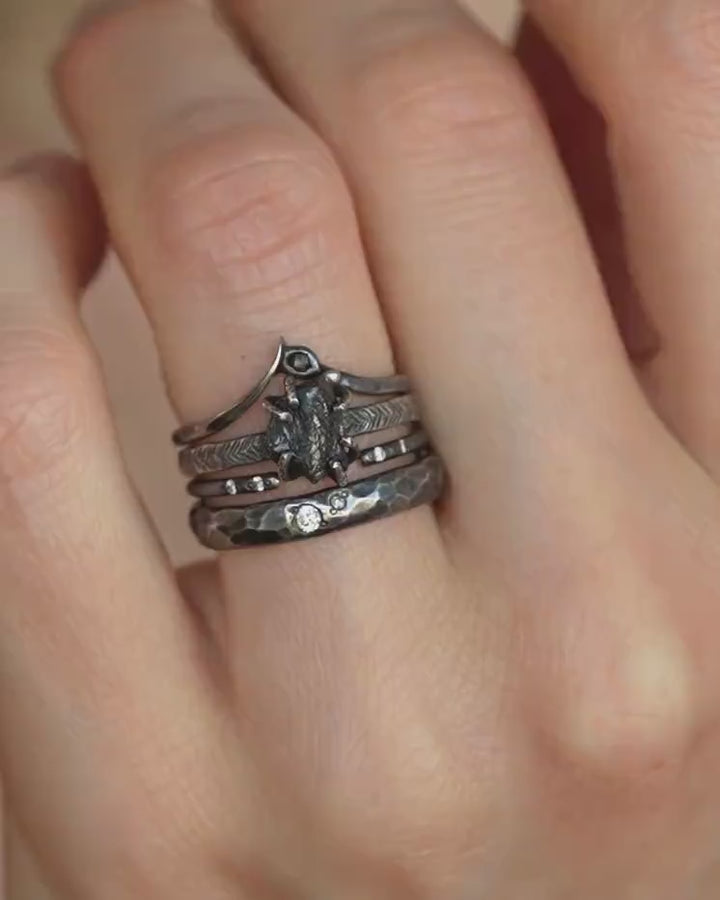Salt and Pepper Diamond Wave Ring