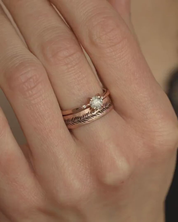Rose Gold Feather Ring Set
