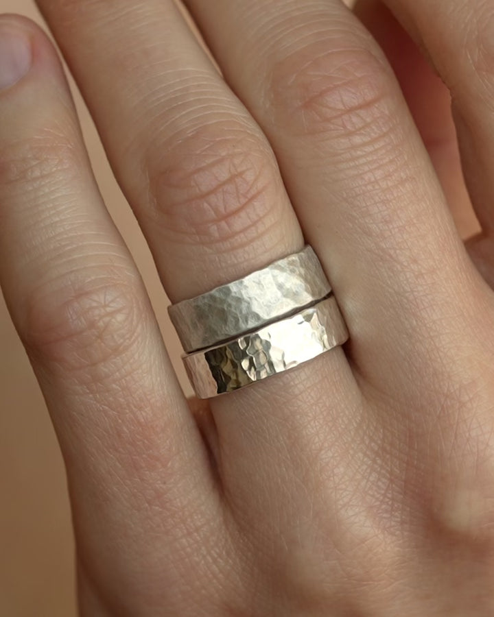 5mm Hammered Silver Band Ring