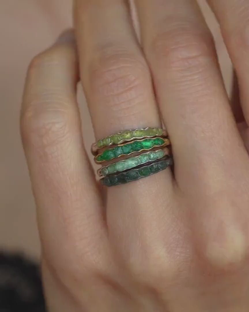 Uncut Peridot Crystal Band