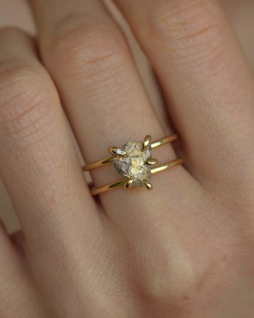 Double Band Raw Diamond Ring