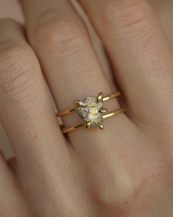 Double Band Raw Diamond Ring