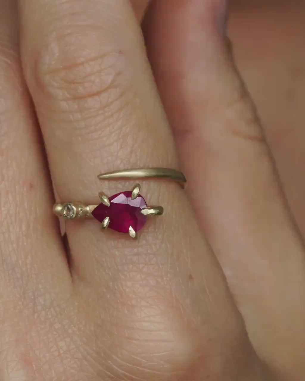 Yellow Gold Adjustable Ruby Ring
