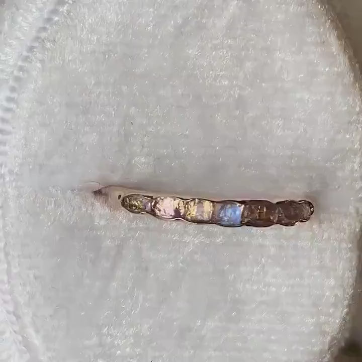 Raw Rainbow Moonstone Band Ring