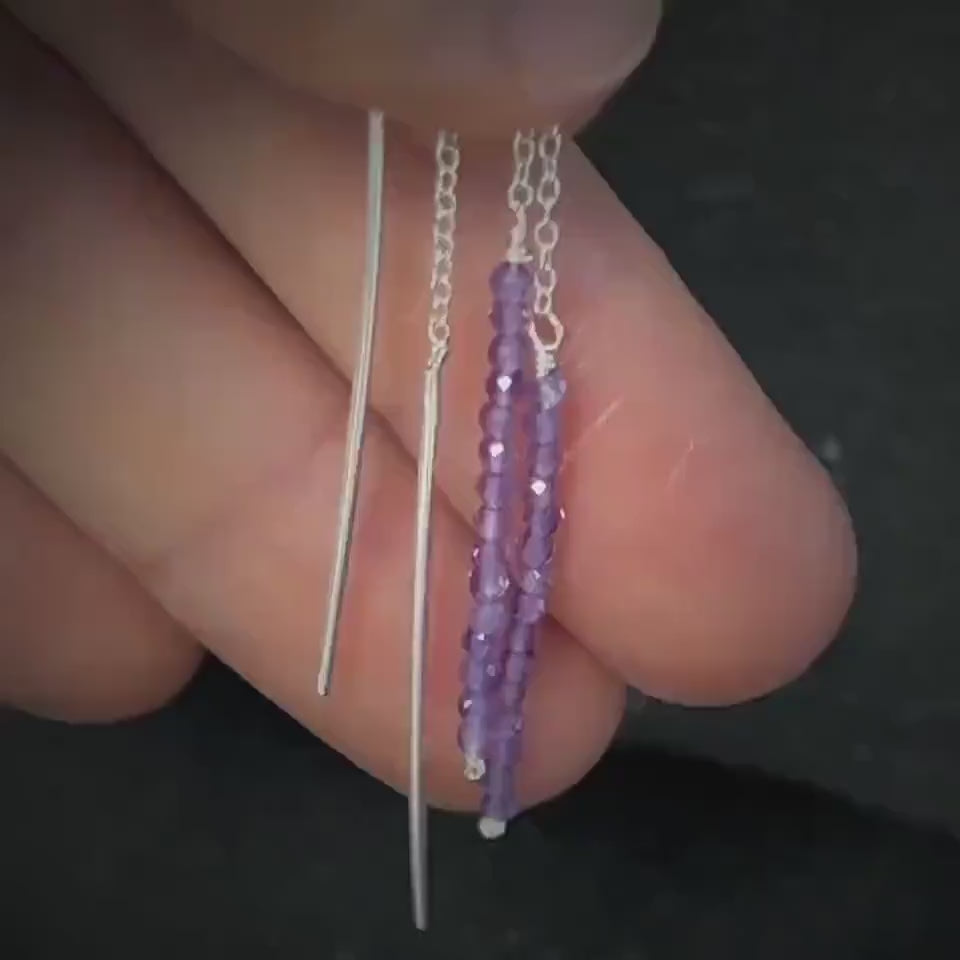 Amethyst Thread Earrings