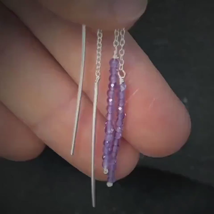 Amethyst Thread Earrings