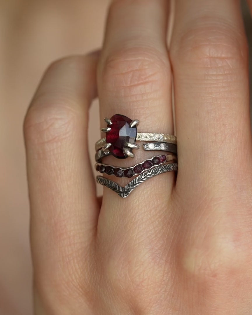 Raw Czech Garnet Wave Ring