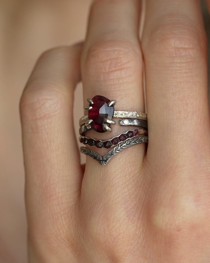 Raw Czech Garnet Wave Ring