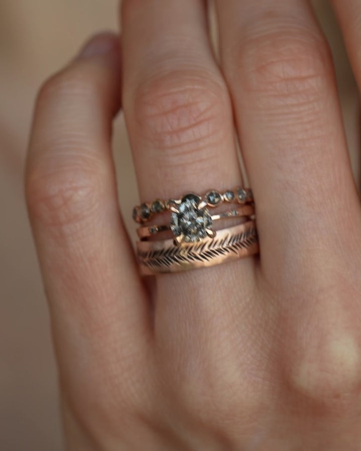 Round Salt and Pepper Diamond Ring