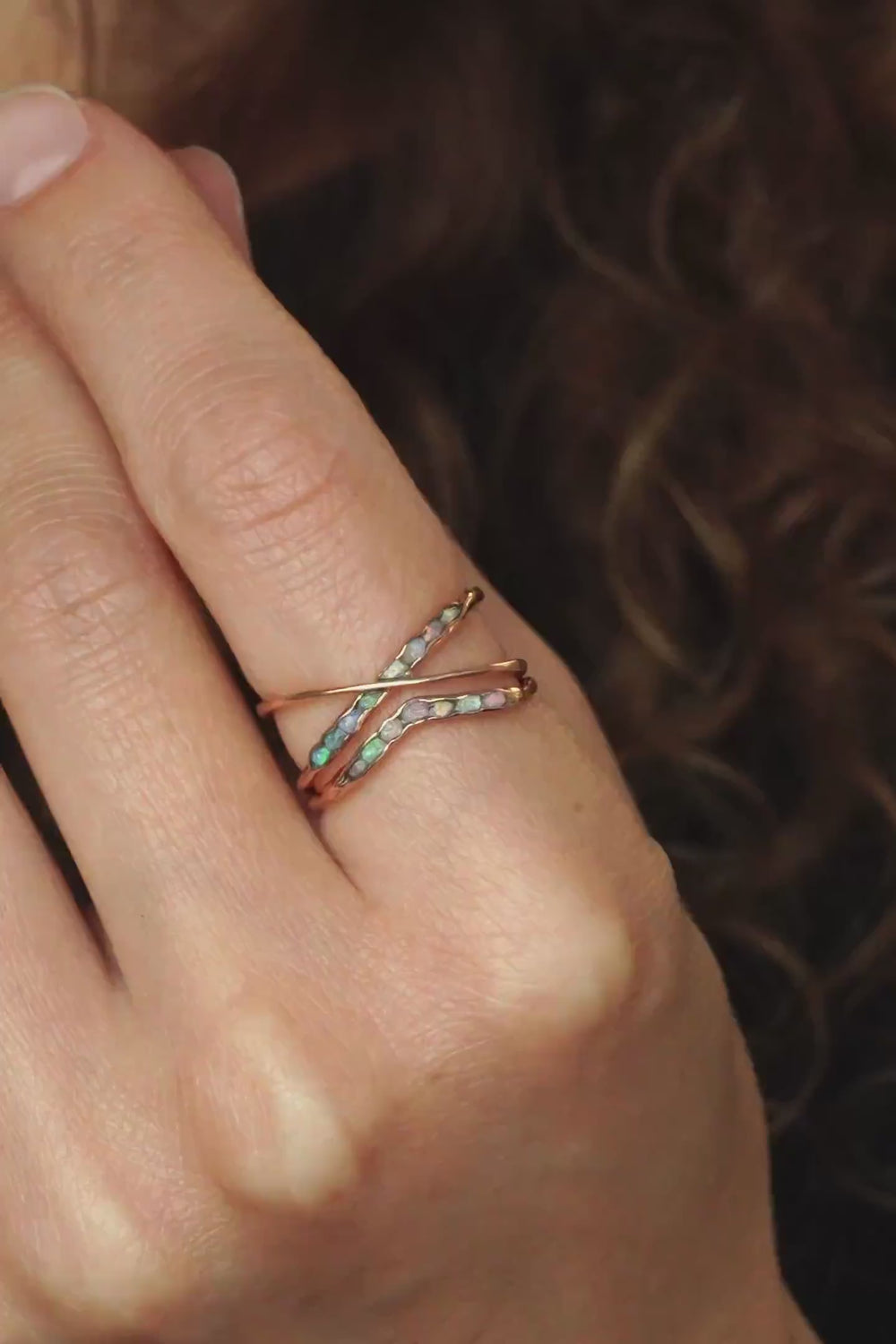 Raw Australian Opal X Ring