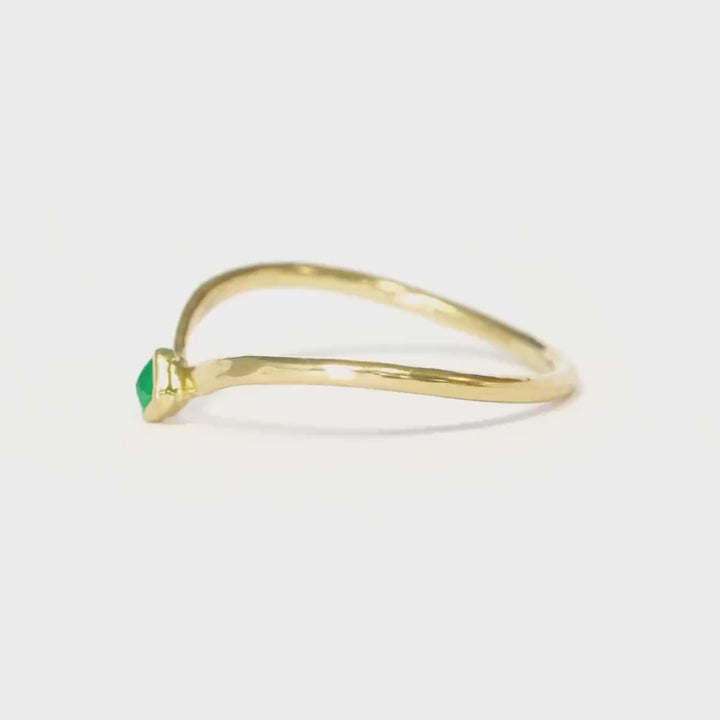 Emerald Chevron Ring