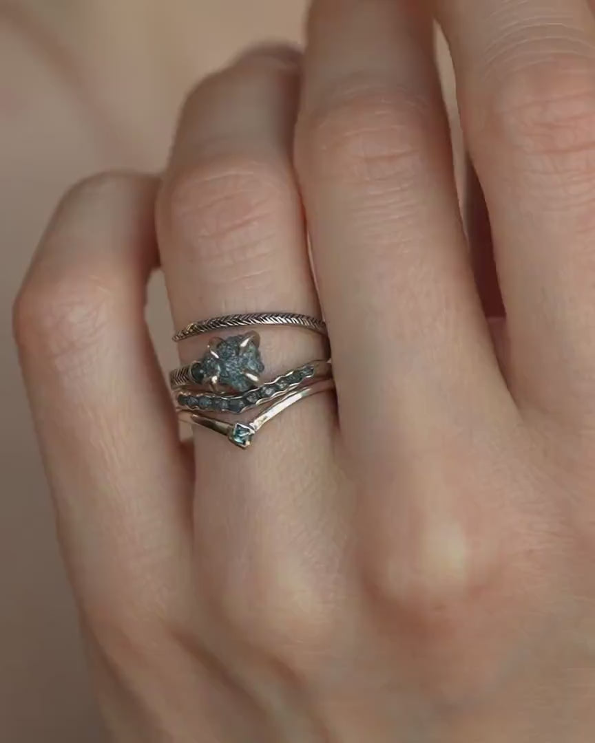 Adjustable Raw Blue Diamond Ring