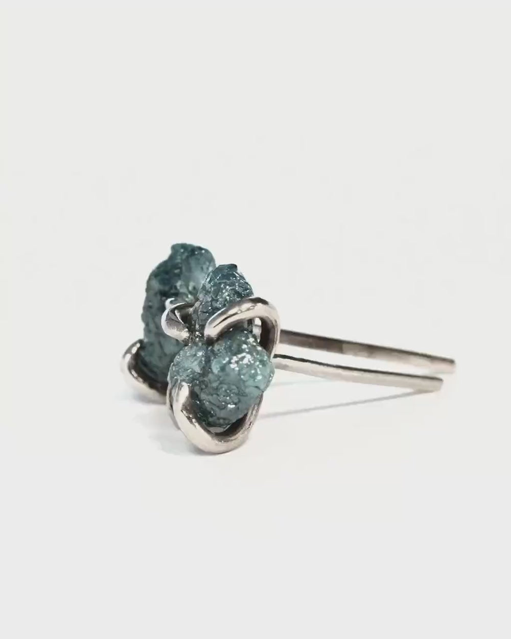 White Gold Raw Blue Diamond Studs
