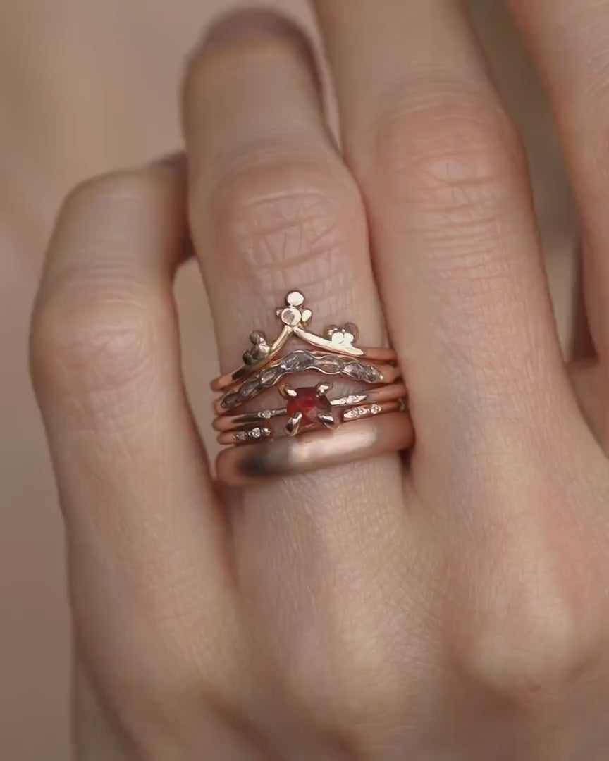 Tiny Raw Orange Garnet Ring
