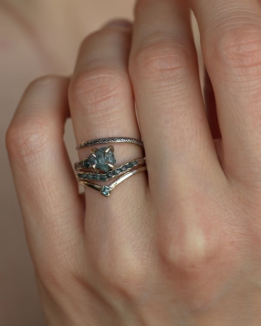 Raw Blue Diamond Wave Ring