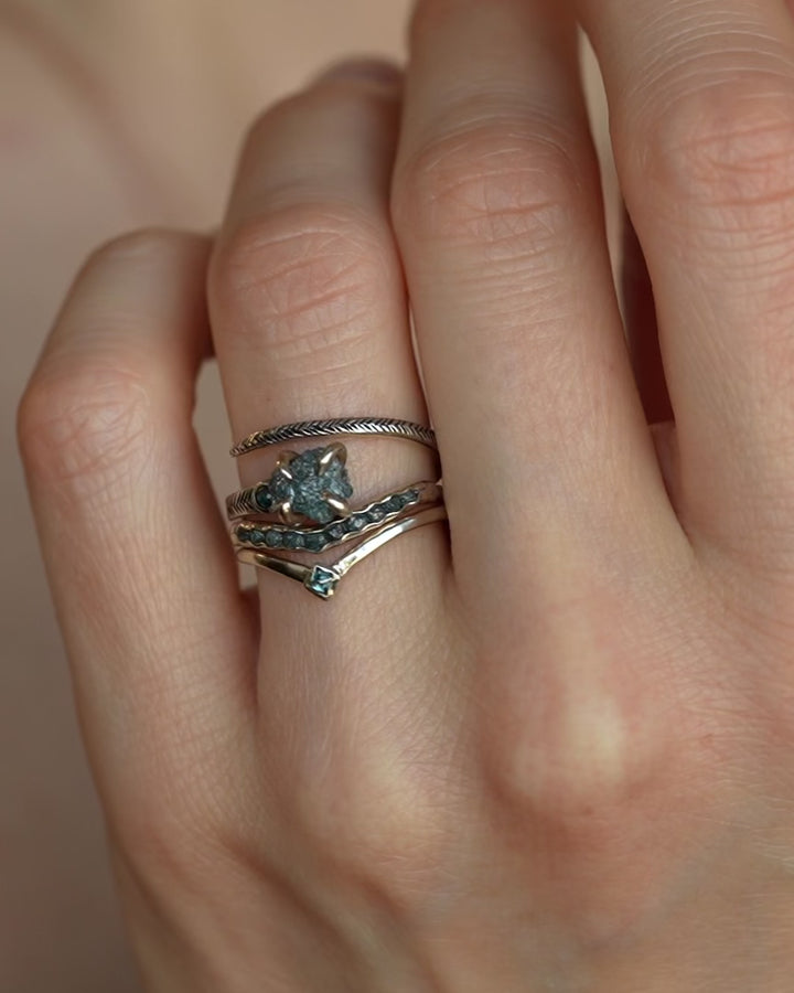 Raw Blue Diamond Wave Ring
