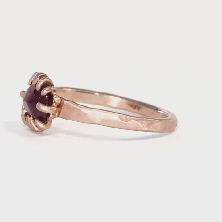 Matte Rose Gold Oval Prong Set Natural Ruby Ring