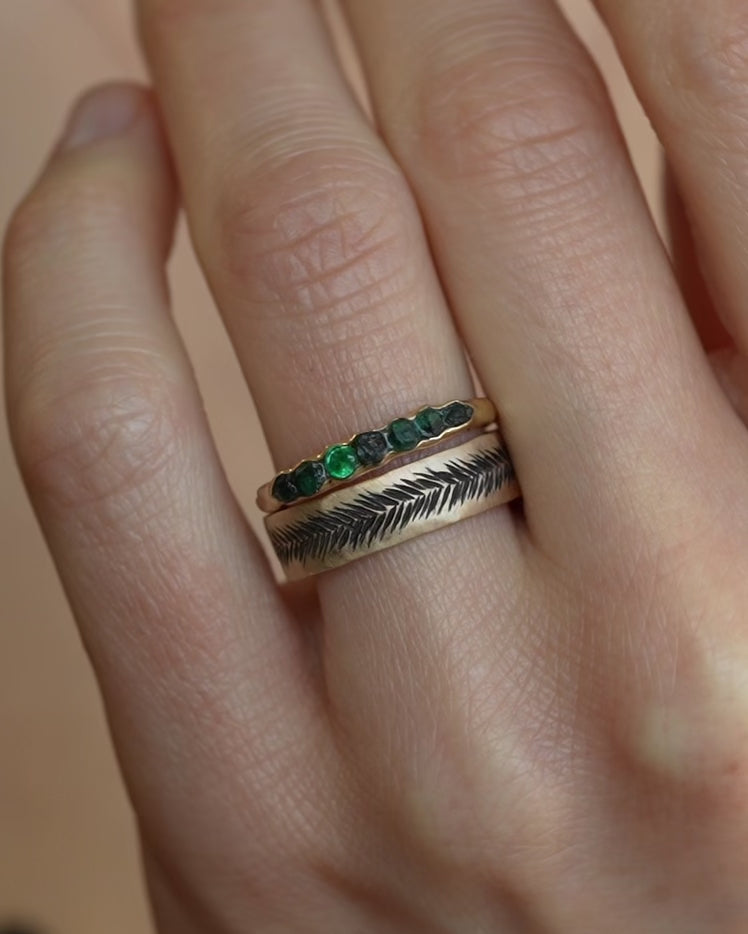 Raw Emerald Gold Wrap Band