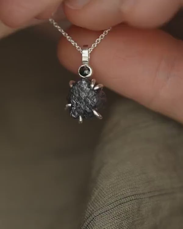 Uncut Black Diamond Pendant Necklace