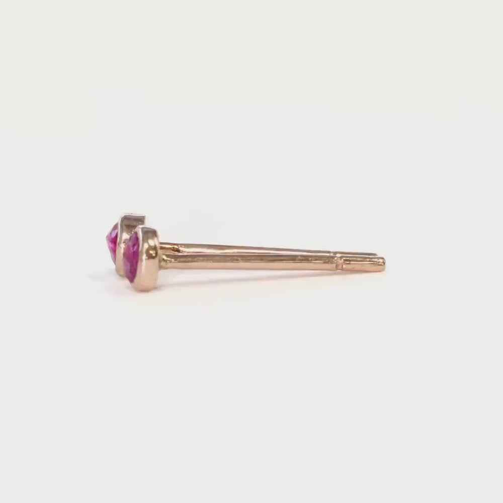 Rose Gold Natural Round Ruby Studs