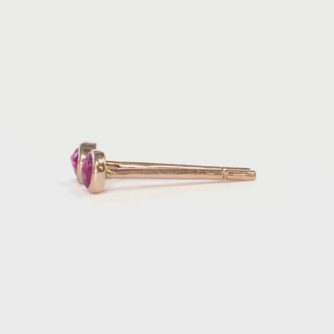 Rose Gold Natural Round Ruby Studs