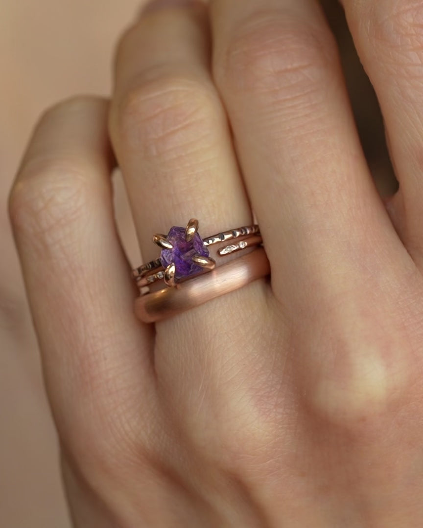 Raw Amethyst Crystal Engagement Ring