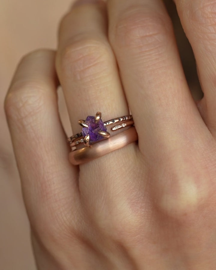 Raw Amethyst Crystal Engagement Ring