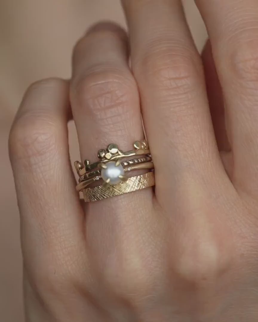 Delicate Matte Gold Pearl Ring
